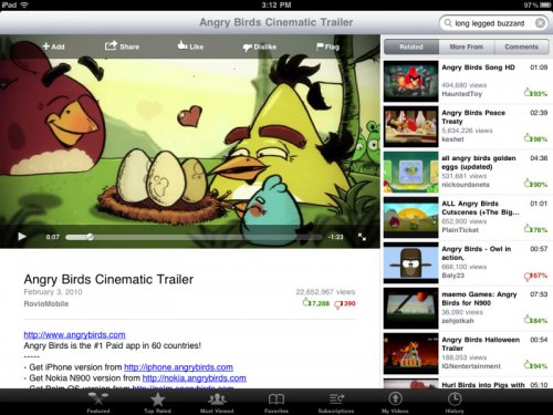 iPad 2 Angry Birds AppStore